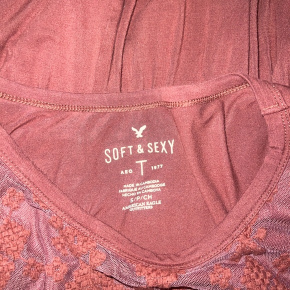 American Eagle outfitters S embroider mesh front with a drop waist ruffle hem - Picture 5 of 6